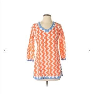 GRETCHEN SCOTT V Neck Orange Tunic Large